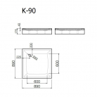 Akmens masas paliktnis K-90*90 kvadrāts ar paneli balts Vispool