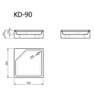 Akmens masas paliktnis KD-90*90 balts ar paneli, BEZ sifona