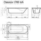 VISPOOL taisnstūra vannas CLASSICA 170 1700*750 (balta)