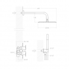 Maisītājs Dušas ALEXIA ar termostatu, iebūvējams sienā, lietus duša D250 un rokas duša RamonSoler brushed nickel