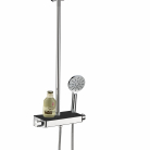 Dušas kolonna GLASS TOP ar termostatu, lietus un rokas dušu, melns stikla plaukts, hroms