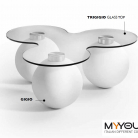 Galds TRIGIGIO (galda virsma+3 bumbas), matēts/balts