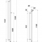 Dvieļu žāvētājs MARIO RAY 1500x30/130 elektrisks, melns matēts