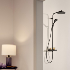 Dušas sistēma ORAS STYLE ar termostata maisītāju, lietus dušu un rokas dušu, melns matēts