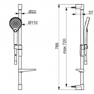 ORAS STYLE 3jet dušas komplekts ar plauktu, hroms