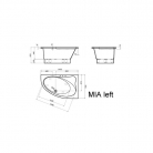 Vanna MIA 140x90cm labā balta+sifons