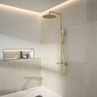 Dušas kolonna ar termostatu, rokas dušu un lietus dušu D30cm, RamonSoler brushed gold