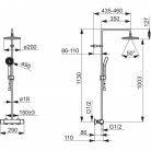 ORAS NOVA  dušas kolonna ar termostatu, lietus dušu un rokas dušu, hroms