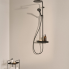 Dušas sistēma ORAS STYLE ar termostata maisītāju, lietus dušu un rokas dušu, melns matēts