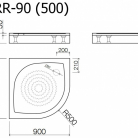 Paliktnis RR-90*90 (500) ar paneli BEZ sifona Vispool, balts