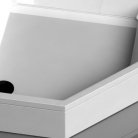 Akmens masas paliktnis F-90 90x90x26cm piecstūris, balts ar kājām un paneli