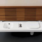 HATRIA G-FULL Pods labās puses WC+bidē komplekts ar baltu SC vāku 120x50cm, piekarināms pie sienas, balts
ar koka vāku