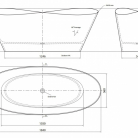 VISPOOL brīvstāvošās vannas ISIDE 1860x780x710mm balta ar pārplūdi un sifonu