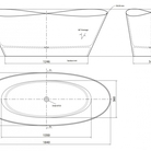 VISPOOL brīvstāvošās vannas ISIDE 1860x780x710mm balta ar pārplūdi un sifonu