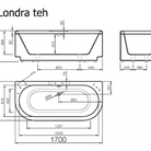 VISPOOL taisnstūra vannas LONDRA 1700*765 (balta)