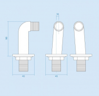 Vannas maisītāja pilāri uz vannas malas 1/2x3/4 (kompl. 2 gab.) CYLINDER, hroms