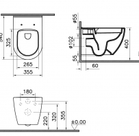 WC Pods VITRA MIA SmartFlush, piekarināmais ar soft close vāku