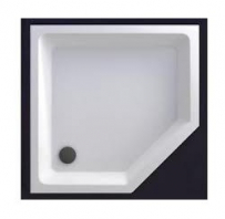 Akmens masas paliktnis F-90 90x90x26cm piecstūris, balts ar kājām un paneli