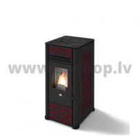 Granulu kamīns Eva Calor LUCILLA 9,5 kW melns/sarkans