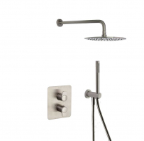 Maisītājs Dušas ALEXIA ar termostatu, iebūvējams sienā, lietus duša D250 un rokas duša RamonSoler brushed nickel