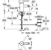 GROHE bide maisītāji Essence ar pārplūdes garnitūru