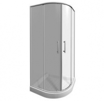 Dušas kabīne JIKA LYRA PLUS 90x90,ar bīdāmām durvīm, pusapaļa, balts profils / dekors stiklam
