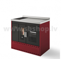 Granulu plīts ar cepeškrāsni Eva Calor ISOTTA 19kW ar centrālapkuri sarkana