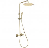 Dušas kolonna ar termostatu, rokas dušu un lietus dušu D30cm, RamonSoler brushed gold