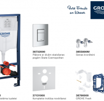 WC Komplekts rāmis podam 5-1, taustiņš Skate Cosmo hroms 38732000, stiprinājumi, blīve, Grohe fresh