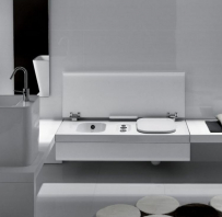 HATRIA G-FULL Pods labās puses WC+bidē komplekts ar baltu SC vāku 120x50cm, piekarināms pie sienas, balts