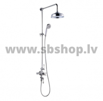 Mais. Dušas kolonna RETRO ar termostatu, lietus un rokas dušu, hroms