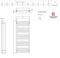 Dvieļu žāvētājs TERMA M01 960x530mm RAL7026 Granite grey krāsā