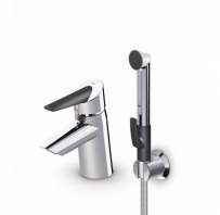 ORAS OPTIMA izlietnes ar bidettu un melnu rokturi, hroms