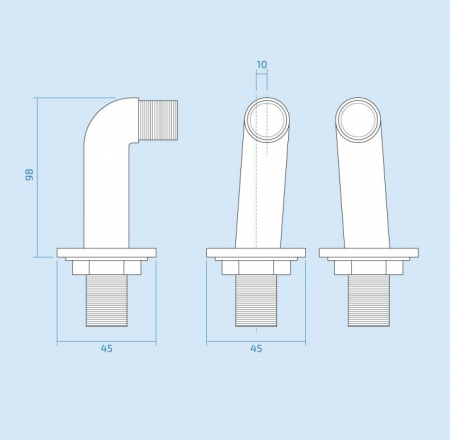 Vannas maisītāja pilāri uz vannas malas 1/2x3/4 (kompl. 2 gab.) CYLINDER, hroms