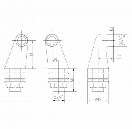 Vannas maisītāja pilāri uz vannas malas 1/2x3/4 (kompl. 2 gab.), hroms