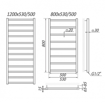 Dvieļu žavētajs TOKIO 1200x530/500mm pulēts ner.tērauds MARIO