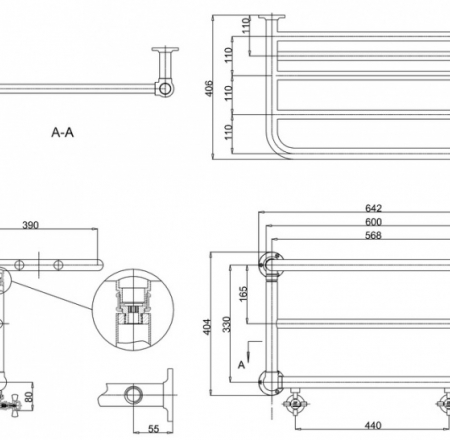BURLINGTON dvieļu žāvētāji Strand 39*64*40, hromēts