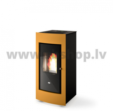 Granulu kamīns ar 1 papildus gaisa izvadu Eva Calor EVELYN 11.5kW dzeltens