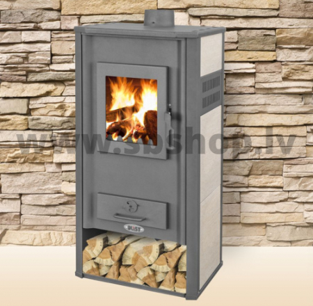 Malkas kamīns BLIST ROMA E 20 kW, ar centrālapkuri, bēšs