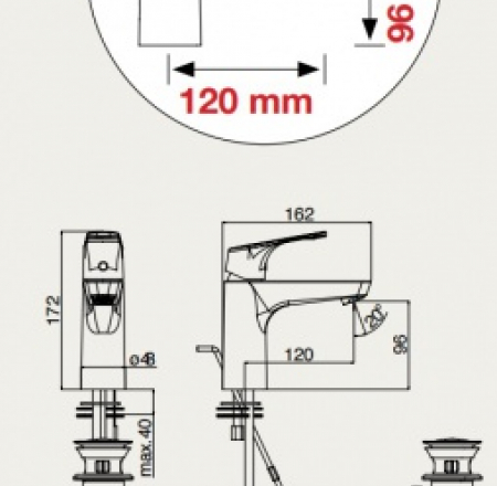 ALPI izlietnes maisītājs Sport Plus ar noplūdi, ECO atvēršana, hroms