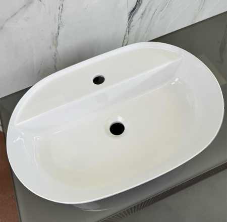 Izlietne HAPPY HOUR 12:00MF 57x38x15cm ar vietu maisītājam, balta matēta