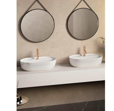 Izlietne HAPPY HOUR 12:00MF 57x38x15cm ar vietu maisītājam, balta matēta