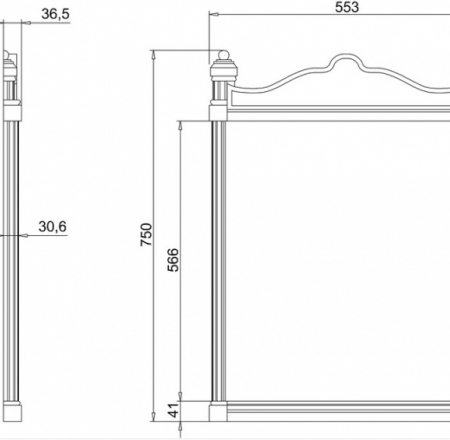 Spogulis Georgian ar rāmi 55x75, melns alum.