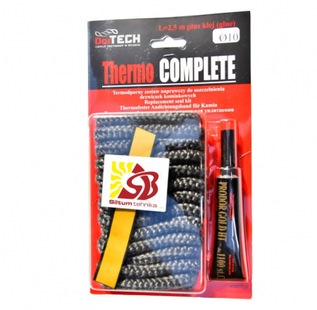 Karstumizturīgās kamīna durvju  auklas 10mm 2.5m+līme