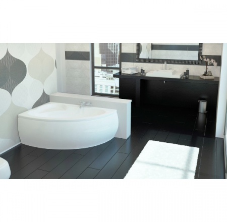 VISPOOL stūra vanna PICCOLA 1575*1030mm labā balta ar sifonu BEZ paneļa