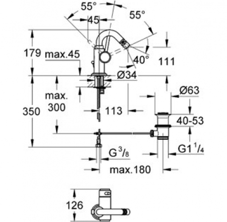 GROHE bide maisītāji ATRIO ar snīpi, hroms