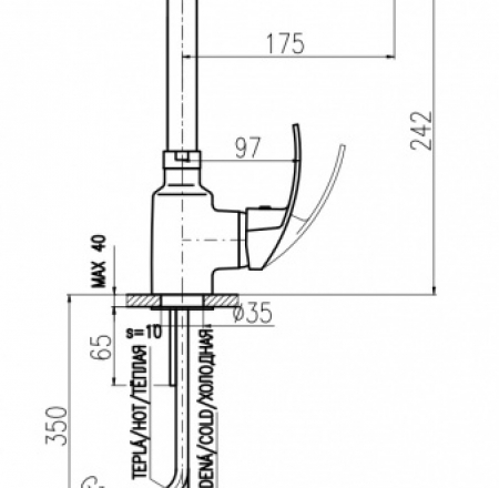 RAV MISISIPI virtuves maisītāji grozāms, augstais, hromēts