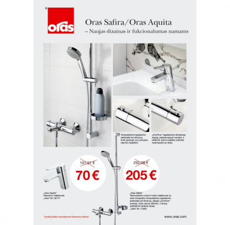 ORAS Dušas sistēma OPTIMA ar izteku, lietus dušu un rokas dušu AKCIJA