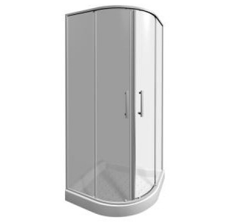 Dušas kabīne JIKA LYRA PLUS 90x90,ar bīdāmām durvīm, pusapaļa, balts profils / dekors stiklam