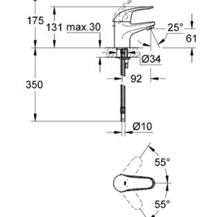 GROHE izlietnes maisītāji Euroeco izlietnei ar ķēdi